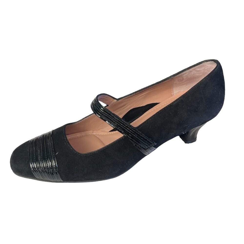 BeautiFeel Shoes Mary Jane Pumps Black Suede Size 6.5/37